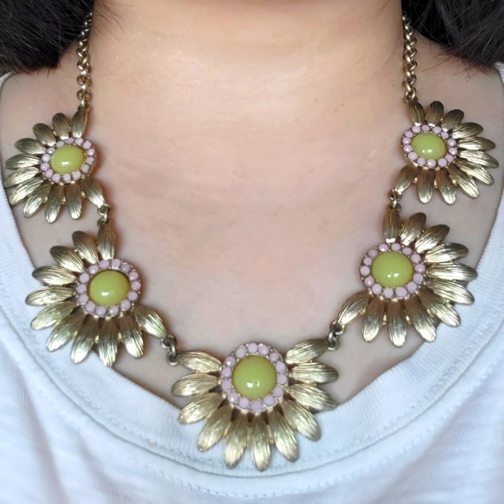 Gold Floral Statement Necklace